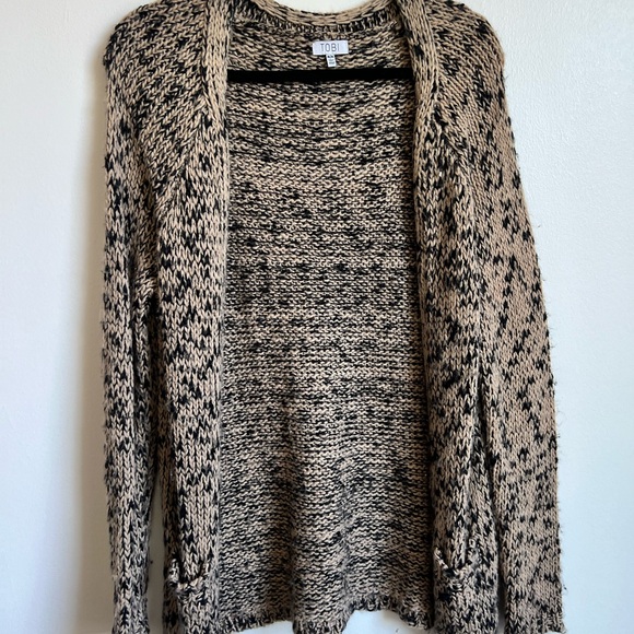 Women's Oversized Brown and Tan Kitted Cardigan with Pockets Size M - Picture 1 of 8